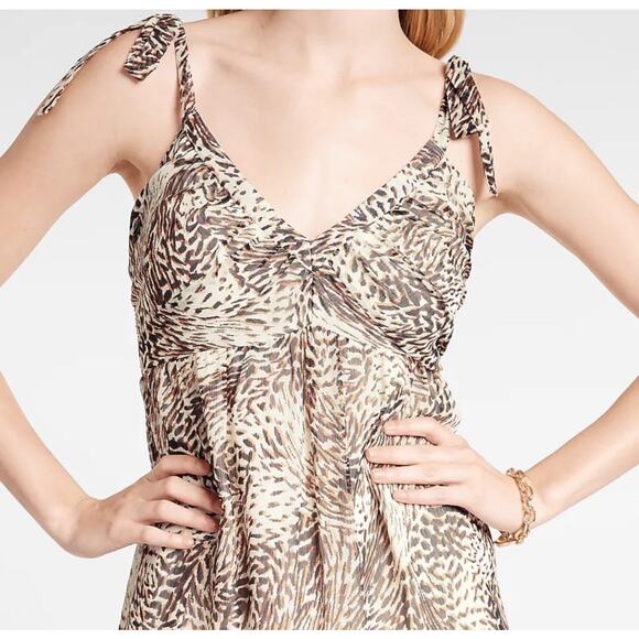 Express Maxi Dress Chiffon Tiered Animal Abstract Print Sleeveless Medium - Picture 3 of 10